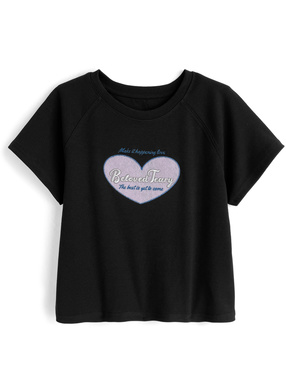 フェルトロゴ刺繍ラグランTシャツ