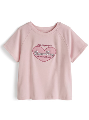 フェルトロゴ刺繍ラグランTシャツ