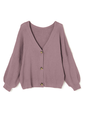 リブVネックニットカーディガン