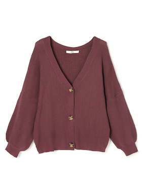 リブVネックニットカーディガン