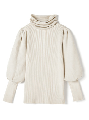 タートルネックボリュームスリーブニットトップス