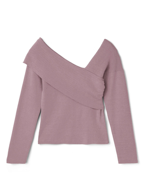 アシンメトリーオフショルニットトップス