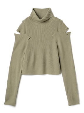 2Wayショルダーボタンニットトップス