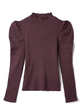 メロウハイネックパワショルニットトップス