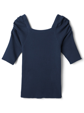 スクエアネックパワショルニットトップス