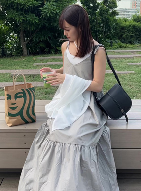 パット付きスラントストラップリブキャミソール