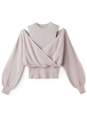 カシュクールレイヤードニットトップス