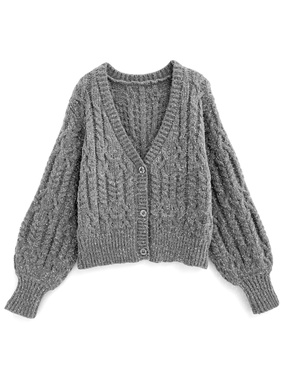 ラメケーブルニットカーディガン