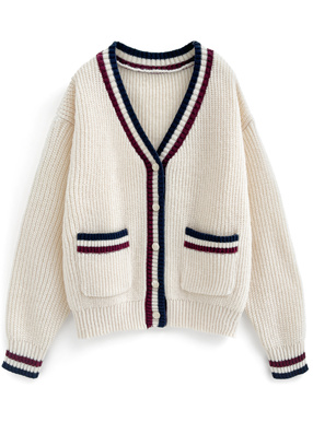 配色ラインニットカーディガン
