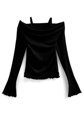 レイヤード風オフショルダーメロウトップス