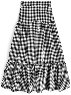 ギンガムチェックティアードフレアスカート