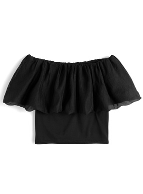 シフォンバルーンオフショルダートップス