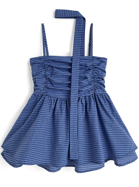 タイ付きチェック柄ペプラムキャミソール