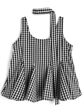 タイ付きギンガムチェック柄フレアキャミソール