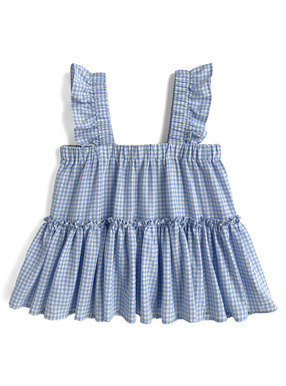 ギンガムチェック柄フリル切り替えキャミソールトップス