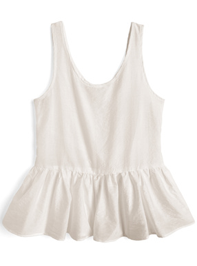 シアーバックリボンペプラムノースリーブトップス