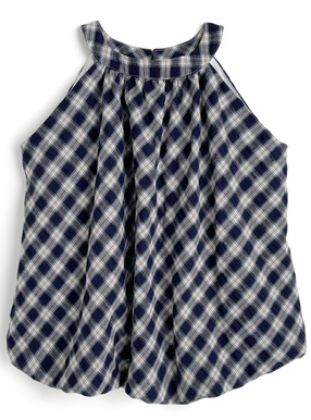 チェック柄ホルターネックバルーントップス