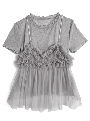 メロウトップス×チュールフリルビスチェアンサンブル