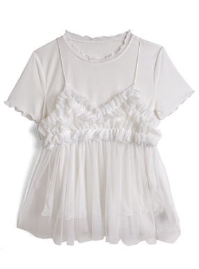 メロウトップス×チュールフリルビスチェアンサンブル