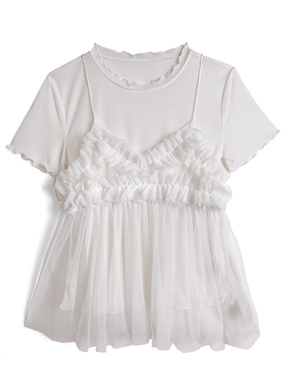 メロウトップス×チュールフリルビスチェアンサンブル