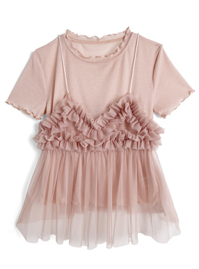 メロウトップス×チュールフリルビスチェアンサンブル