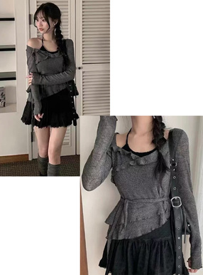 ホルターレイヤード風カシュクールトップス