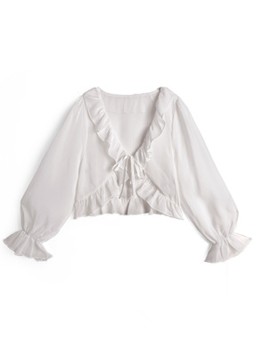 シアーフリルリボンボレロ