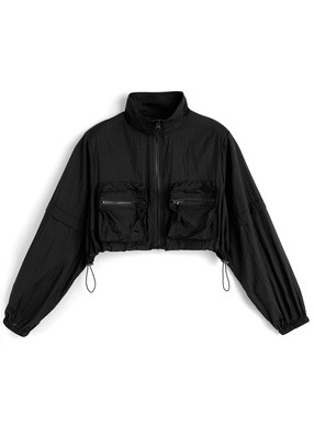 ナイロンスタンドカラーショート丈ブルゾン