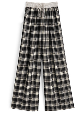 チェック柄ワイドパンツ