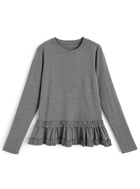 ぺプラムギャザーフリルトップス