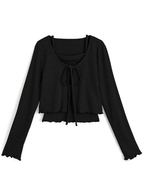 メロウリブカーディガン×キャミソールアンサンブル