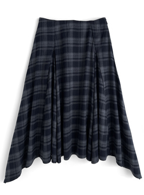 チェック柄ヘムフレアスカート