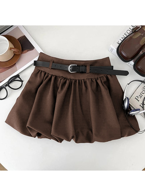 ベルト&インパン裏地付きバルーンミニスカート