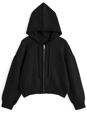 フード付きニットパーカー