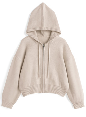 フード付きニットパーカー