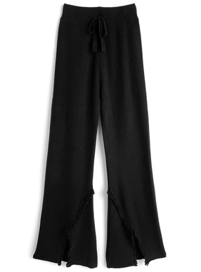 フリンジスリットフレアニットパンツ