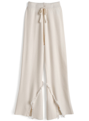 フリンジスリットフレアニットパンツ