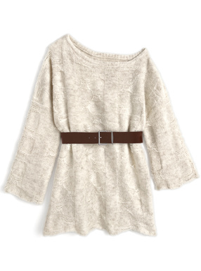 ベルト付きワンショルダーニットワンピース
