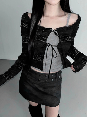 リボンレースシアーカーディガン