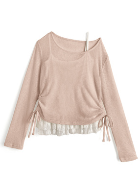 2Wayドロストシアートップス×レースキャミソールアンサンブル