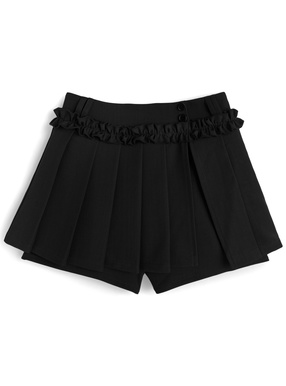 フリルラインプリーツスリットミニスカートパンツ