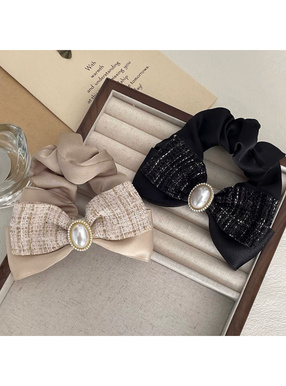 パールツイードリボンシュシュ