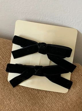 ベロアリボンヘアクリップ2点セット