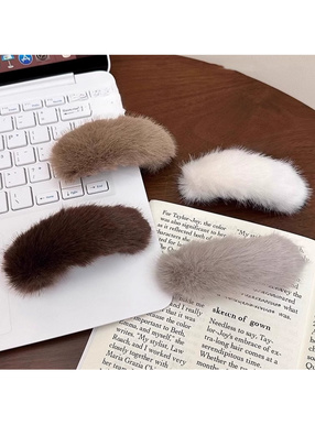 ラウンドファーヘアクリップ