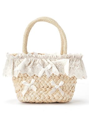 レースフリルリボンカゴバッグ