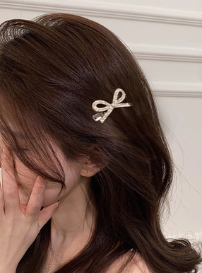 ビジューリボンヘアクリップ