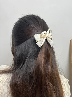 レースリボンヘアクリップ2点セット