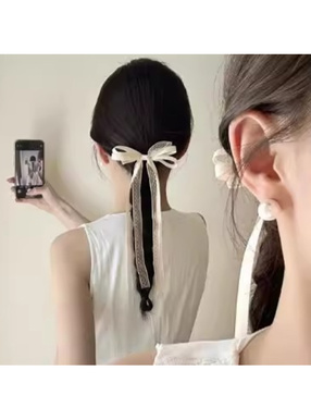 レースリボンロングヘアクリップ