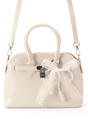 パールレースリボンチャーム付き2Wayショルダーバッグ