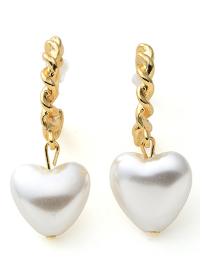 パールハートツイストフープピアス